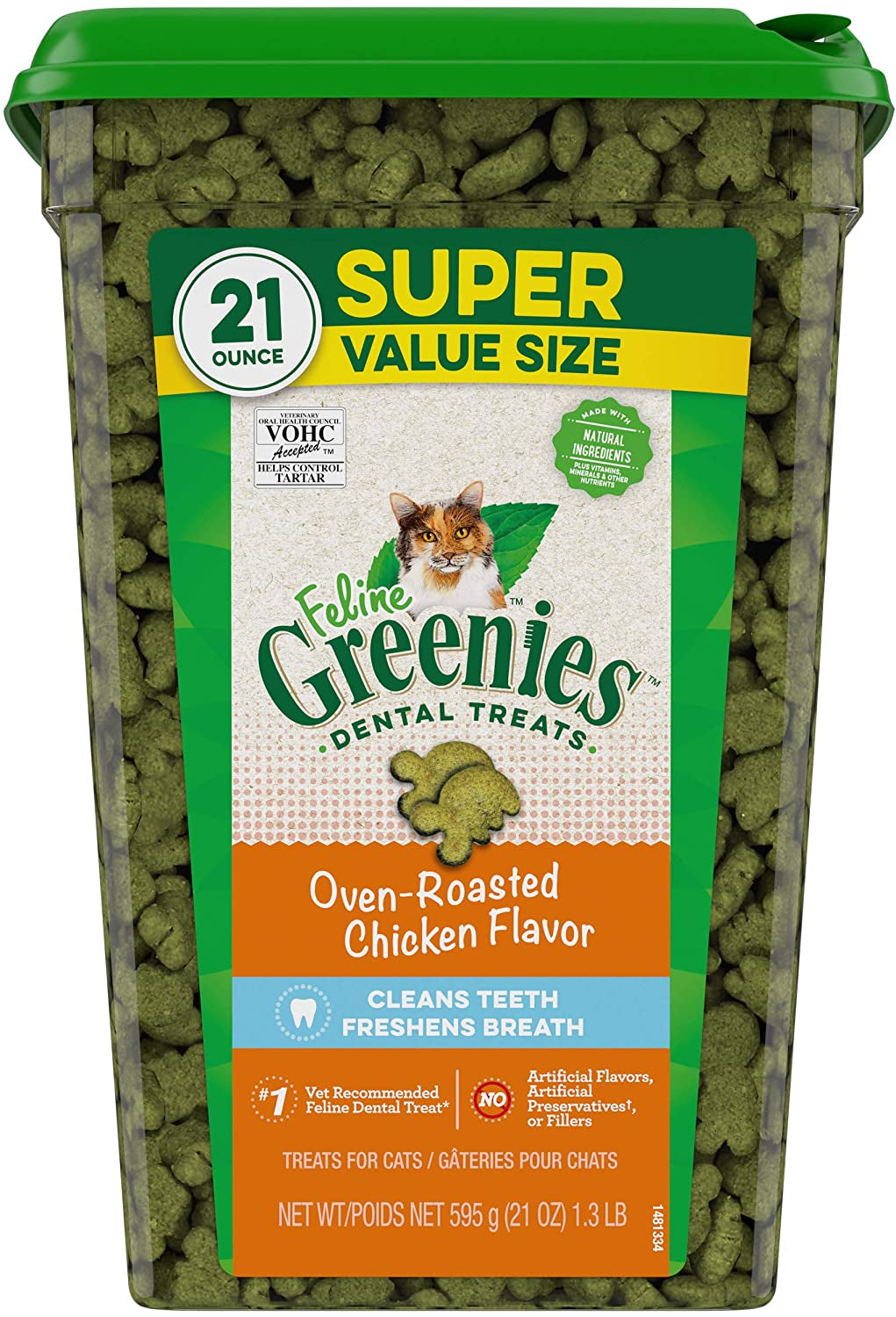 Greenies Feline Natural Dental Treats Oven Roasted Chicken Flavor