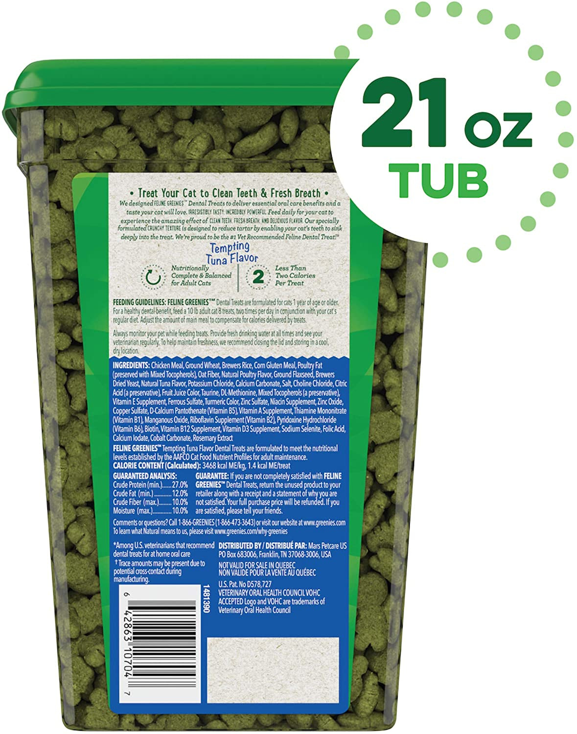 Greenies Feline Dental Treats Tempting Tuna Flavor