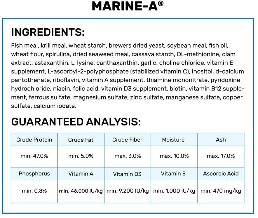 Hikari Marine A Fish Food Spirulina Rich Formula Color Enhancing Daily Diet for Larger Marine Fish