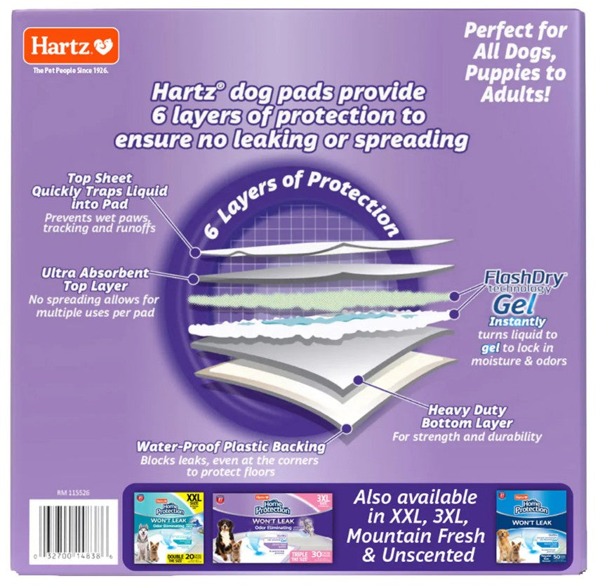 Hartz Home Protection Lavender Scent Odor Eliminating Dog Pads Regular