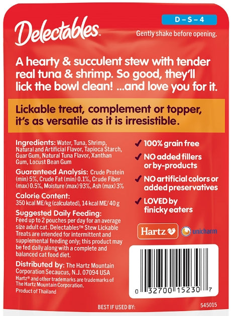 Hartz Delectables Stew Lickable Treat for Cats Tuna and Shrimp