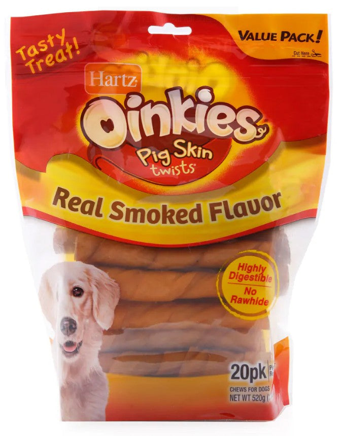 Hartz Oinkies Pig Skin Regular Twists Smoked Flavor