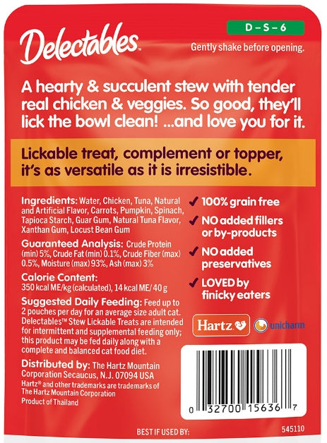 Hartz Delectables Stew Lickable Treat for Cats Chicken and Veggies