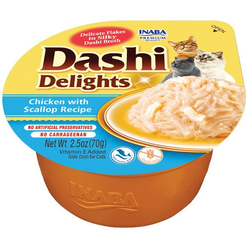 Inaba Dashi Delights Chicken with Scallop Flavored Bits in Broth Cat Food Topping