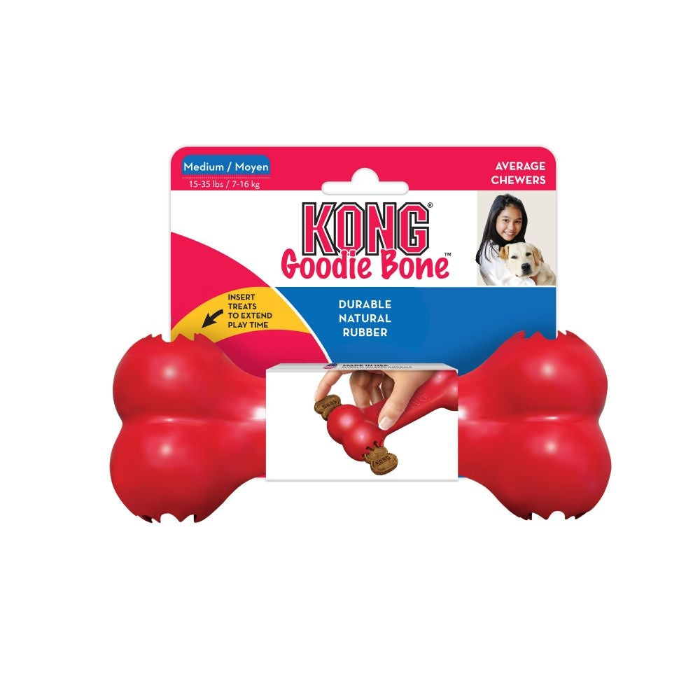 KONG Goodie Bone Durable Rubber Dog Chew Toy Red