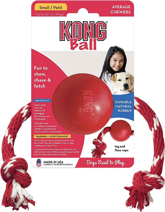 KONG Ball With Rope Dog Toy Small