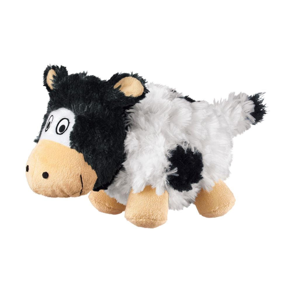 KONG Barnyard Cruncheez Plush Cow Squeaker Dog Toy Large