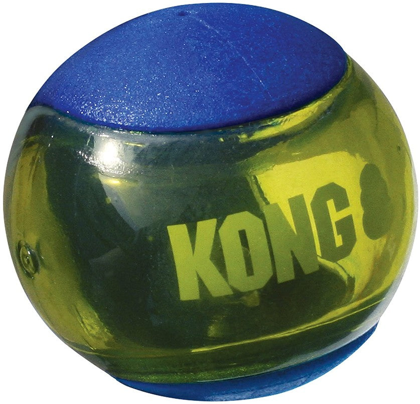 KONG Squeezz Action Squeaker Ball Blue Dog Toy Medium