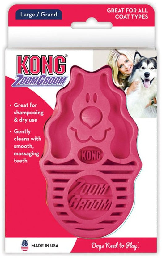 KONG Zoom Groom Brush for Dogs Raspberry