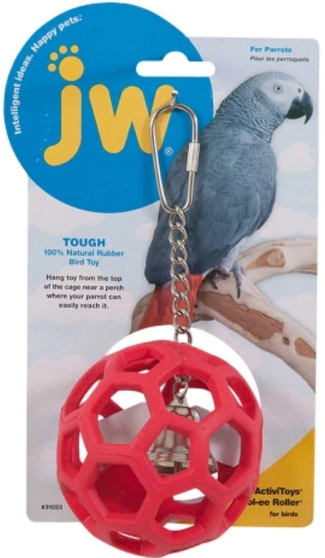 JW Pet Insight Pet Hol-ee Roller Rubber Parrot Toy Assorted Colors