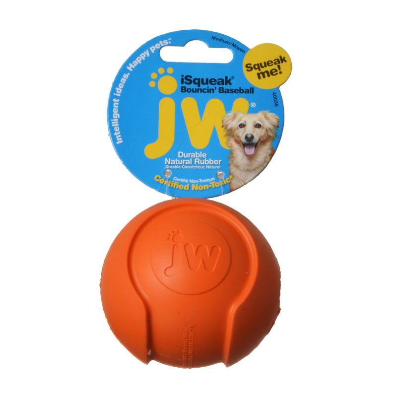 JW Pet iSqueak Bouncin Baseball Assorted Colors