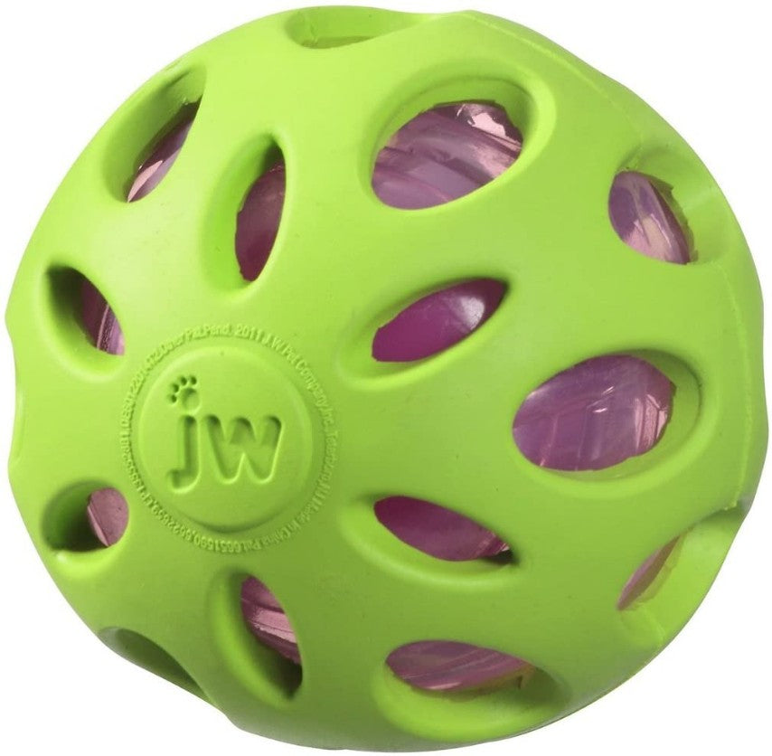 JW Pet Crackle Heads Rubber Ball Dog Toy Medium