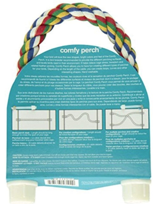 JW Pet Flexible Multi-Color Comfy Rope Perch 14" Long for Birds