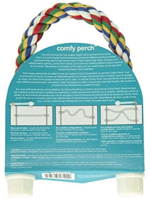 JW Pet Flexible Multi-Color Comfy Rope Perch 14" Long for Birds