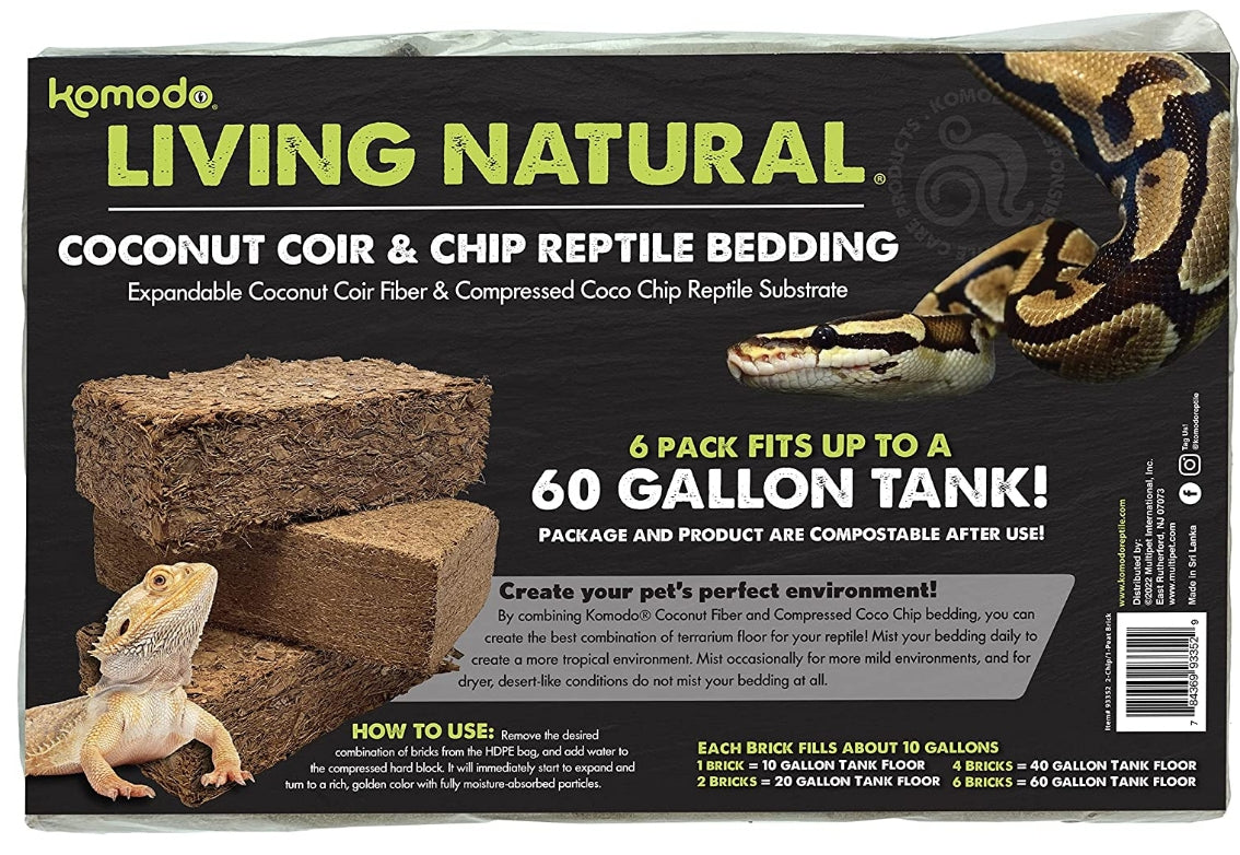 Komodo Living Natural Coconut Coir and Chip Brick Bundle