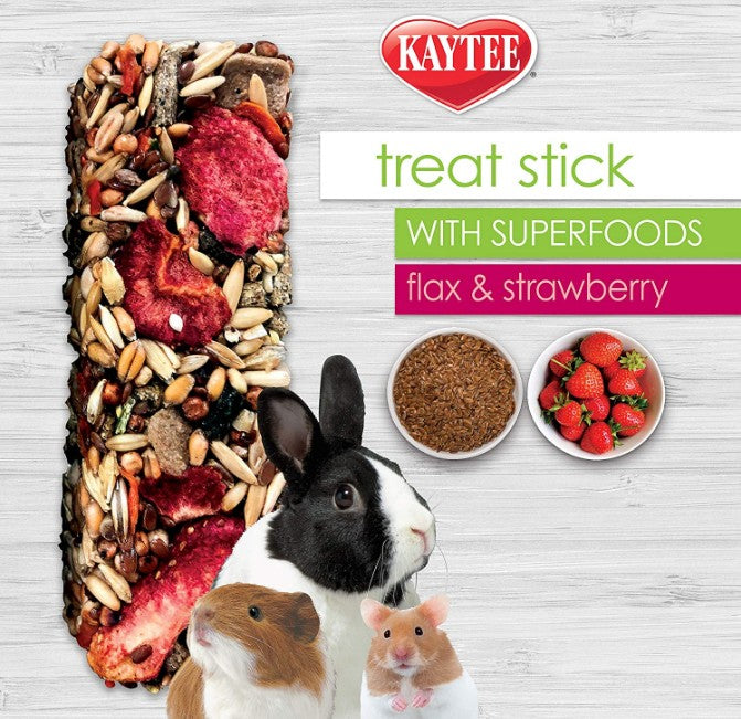 Kaytee Superfoods Small Animal Treat Stick Strawberry and Flax