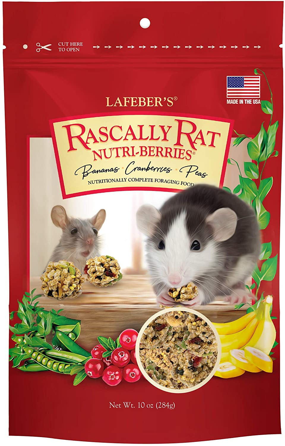 Lafeber Nutritionally Complete Adult Rat Food with Bananas Cranberries and Peas