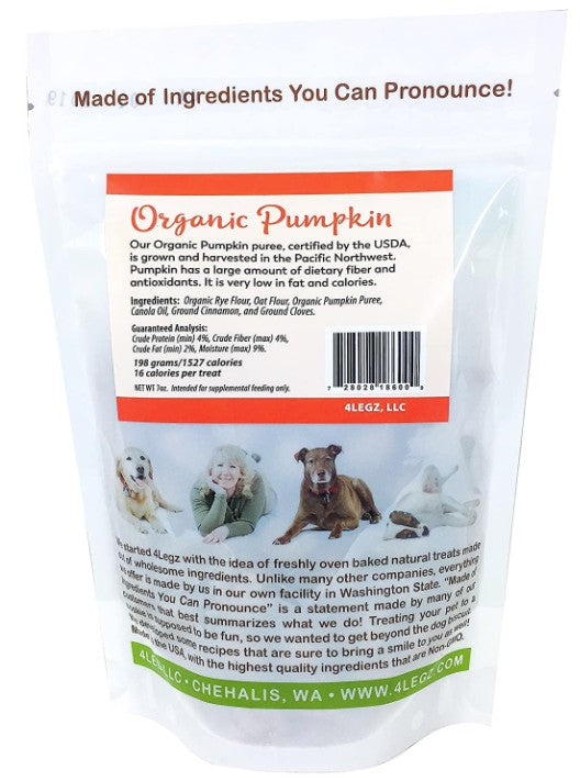 4Legz Organic Pumpkin Crunchy Dog Cookies