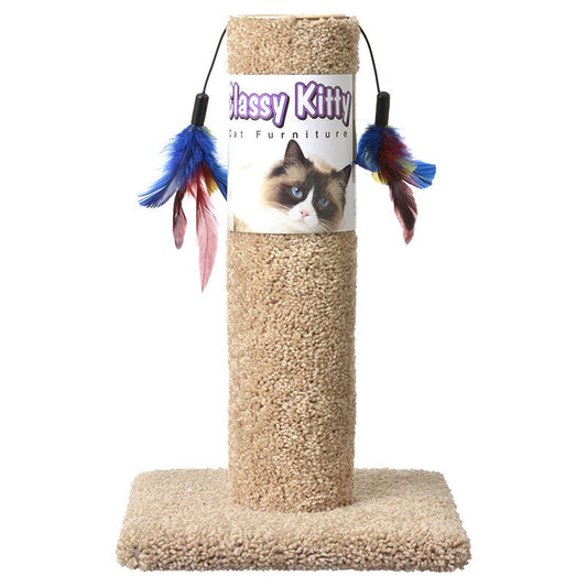 North American Classy Kitty Cat Scratching Post with Feathers