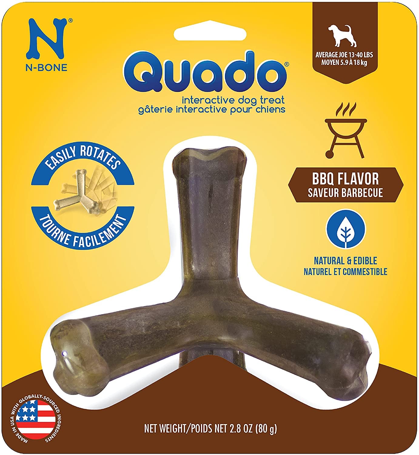 N-Bone Quado Dog Treat BBQ Flavor Average Joe