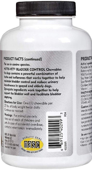 Nutri-Vet Bladder Control Chewables for Dogs Helps Prevent Incontinence