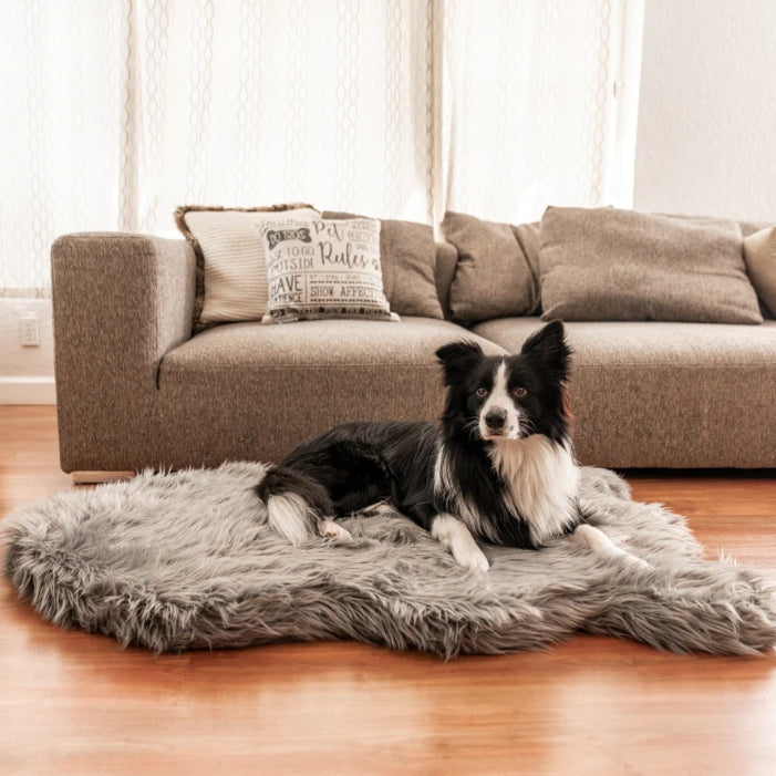 Paw PupRug Faux Fur Orthopedic Dog Bed Grey