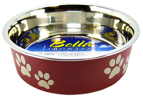 Loving Pets Merlot Stainless Steel Dish With Rubber Base