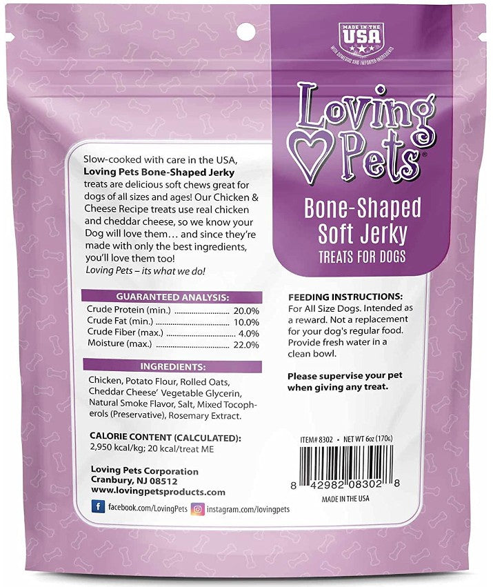 Loving Pets Bone-Shaped Soft Jerky Treats Cheese