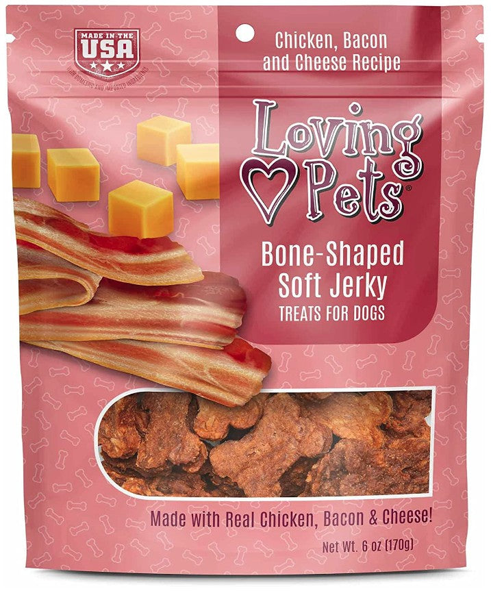 Loving Pets Bone-Shaped Soft Jerky Treats Bacon