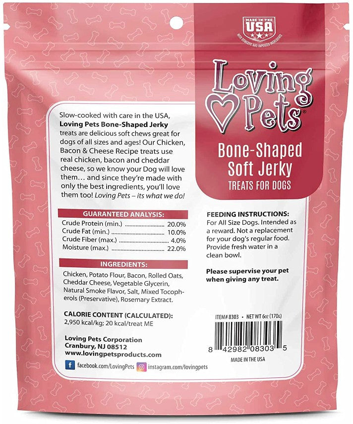 Loving Pets Bone-Shaped Soft Jerky Treats Bacon