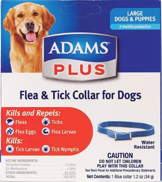 Adams Plus Flea and Tick Collar for Dogs and Puppies Blue Large