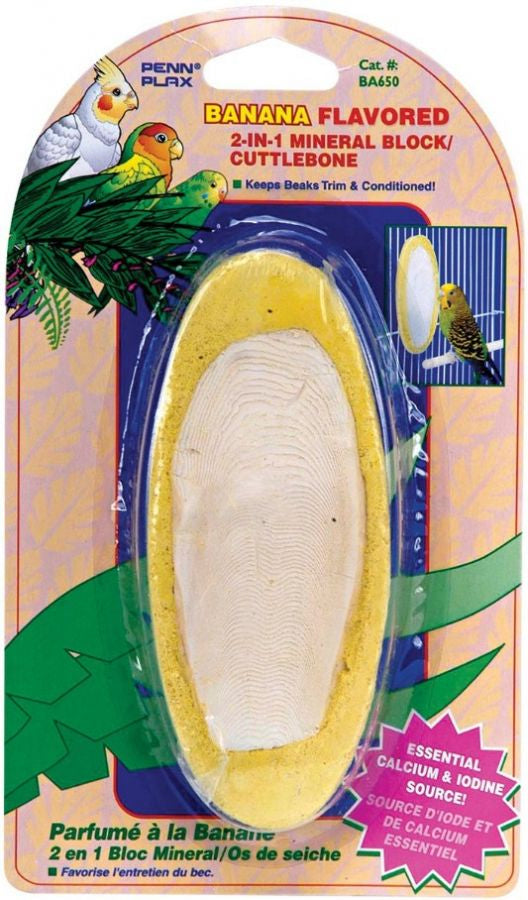 Penn Plax 2 in 1 Banana Mineral Block / Cuttlebone