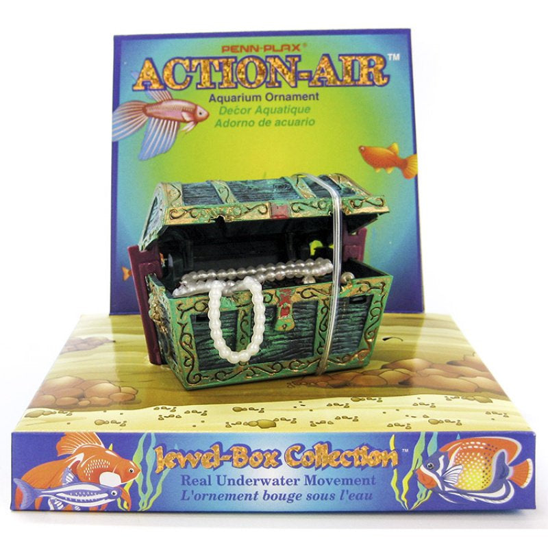 Penn Plax Action-Air Mini Treasure Chest Aerating Aquarium Ornament