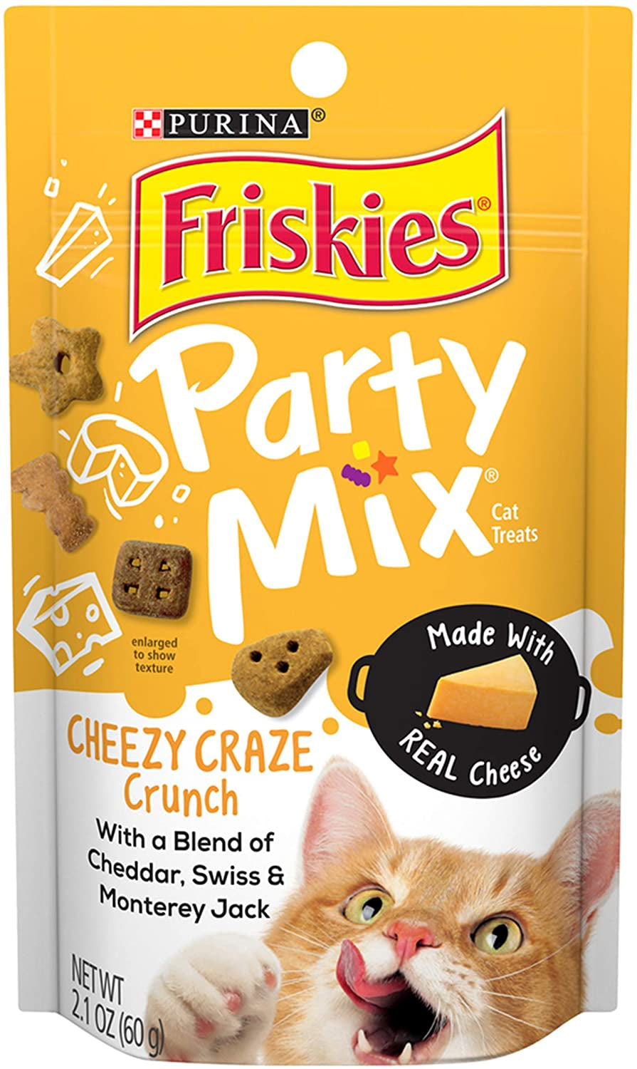 Friskies Party Mix Cheezy Craze Crunch with a Blend of Cheddar, Swiss and Monterey Jack Cat Treats