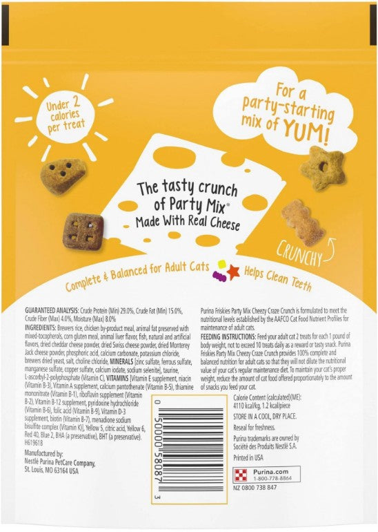 Friskies Party Mix Cheezy Craze Crunch with a Blend of Cheddar, Swiss and Monterey Jack Cat Treats