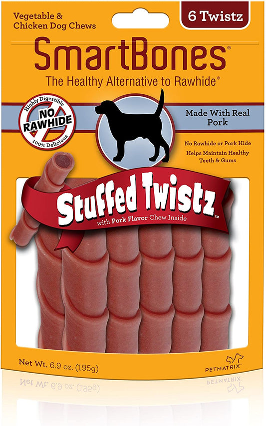 SmartBones Stuffed Twistz Vegetable and Pork Rawhide Free Dog Chew