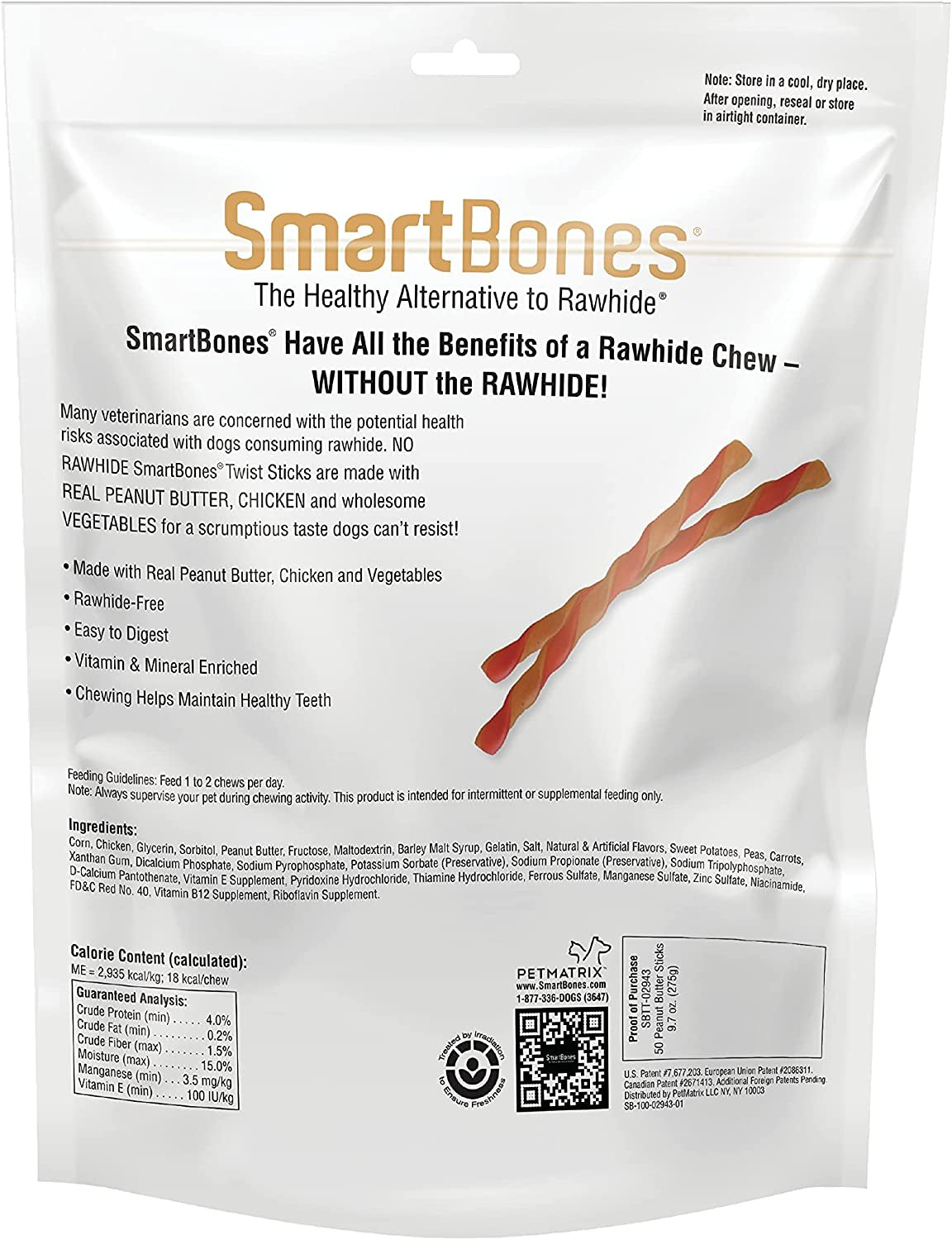 SmartBones Vegetable, Chicken and Peanut Butter Smart Twist Sticks Rawhide Free Dog Chew