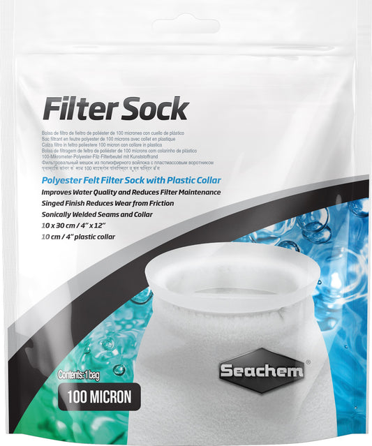 Seachem Filter Sock Polyester Felt Filter Sock with Plastic Collar for Aquariums