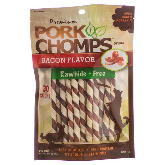 Pork Chomps Bacon Flavor Porkskin Twists Mini