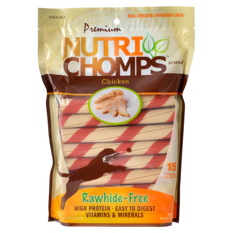 Pork Chomps Premium Nutri Chomps Chicken Wrapped Twists Dog Treat