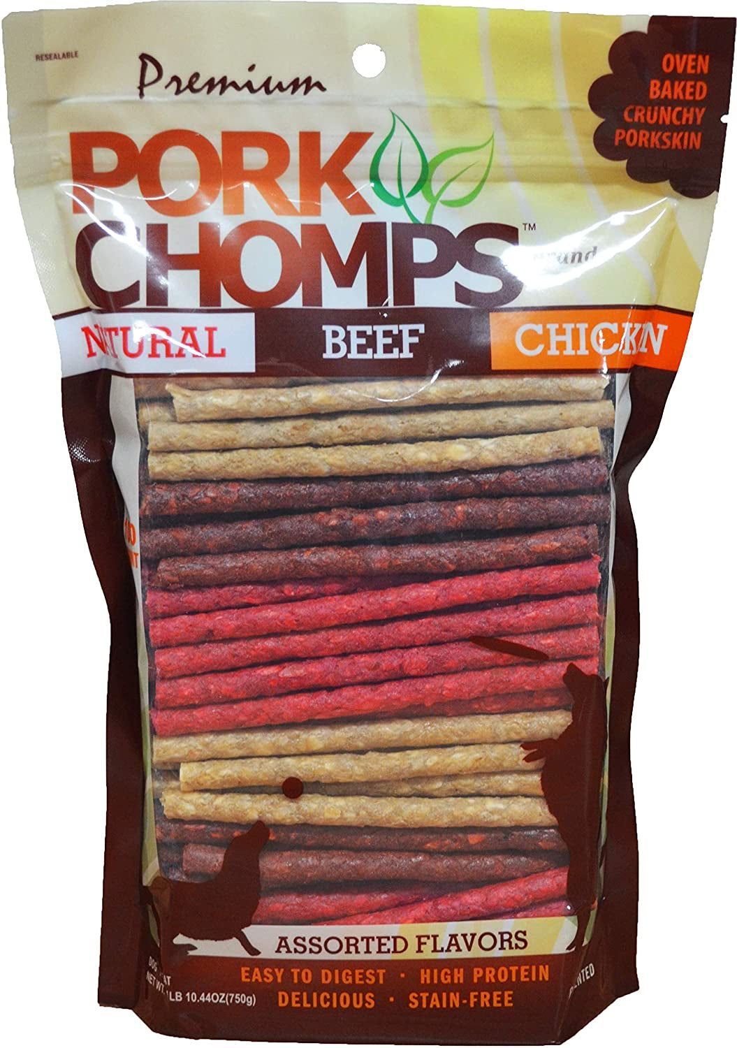 Pork Chomps Munchy Sticks Dog Treat Assorted Flavors