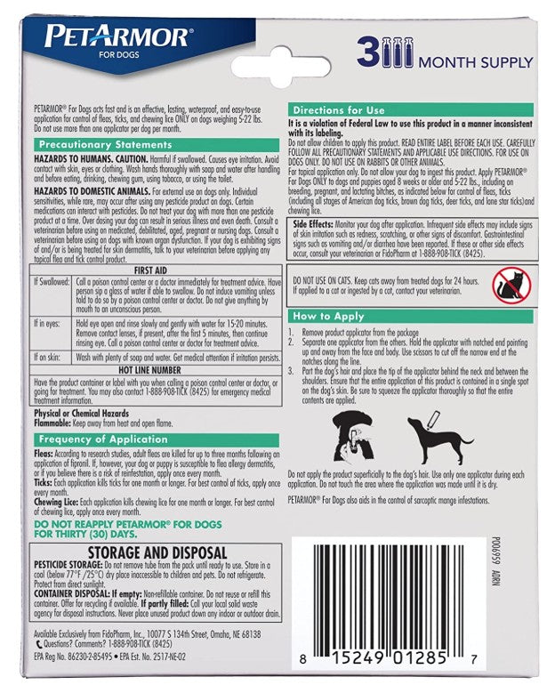 PetArmor Flea and Tick Treatment for Small Dogs (5-22 Pounds)