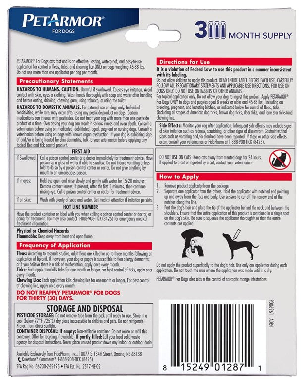 PetArmor Flea and Tick Treatment for Large Dogs (45-88 Pounds)