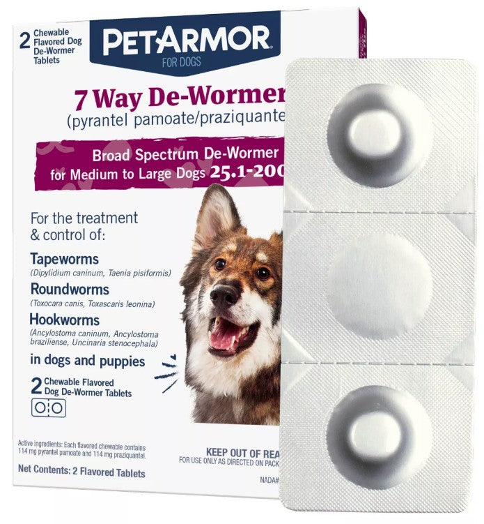 PetArmor 7 Way De-Wormer for Medium to Large Dogs 25-200 Pounds