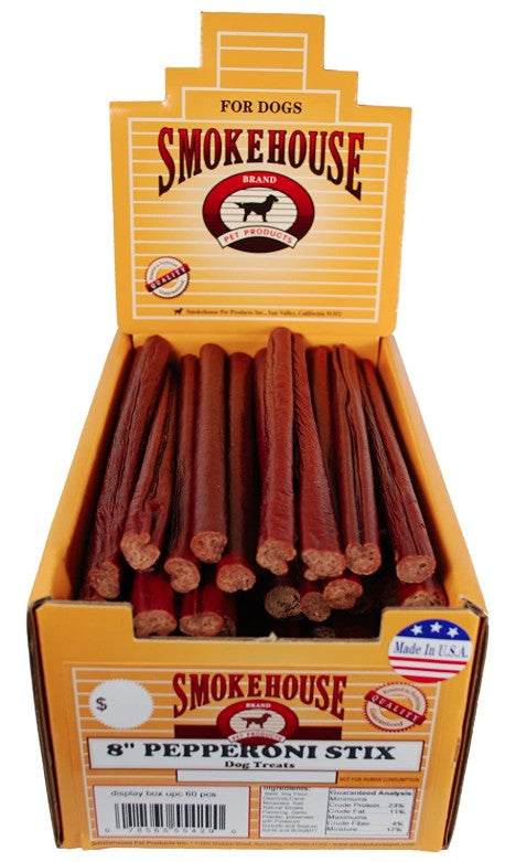 Smokehouse Pepperoni Stix 8" Dog Treat with Display Box