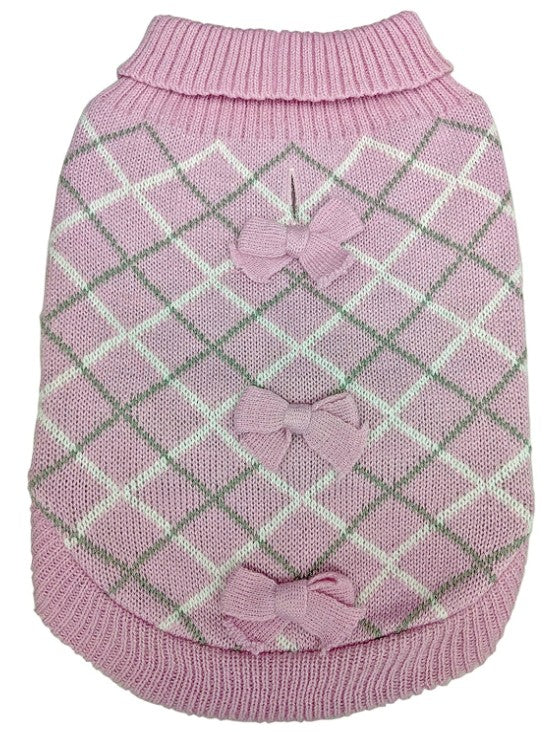 Fashion Pet Pretty in Plaid Dog Sweater Pink