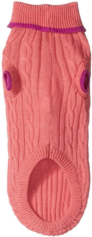 Fashion Pet Classic Cable Knit Dog Sweaters Pink