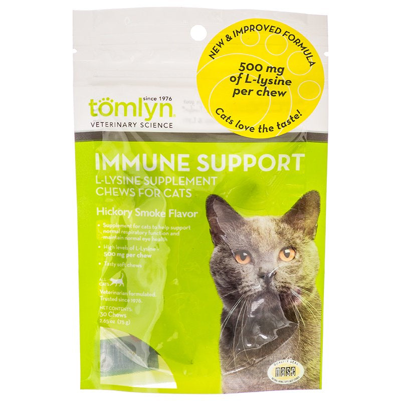 Tomlyn Immune Support L-Lysine Chews for Cats Hickory Smoke Flavor