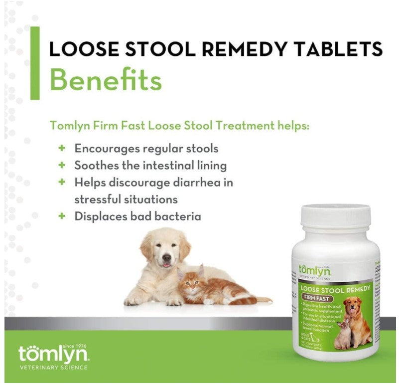 Tomlyn Firm Fast Loose Stool Remedy Supplement Tablet for Dogs and Cats