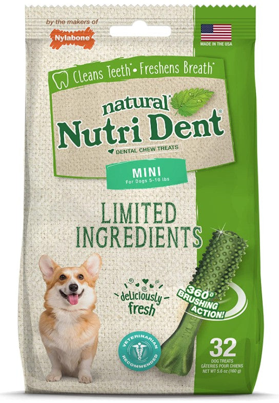 Nylabone Natural Nutri Dent Fresh Breath Limited Ingredients Mini Dog Chews